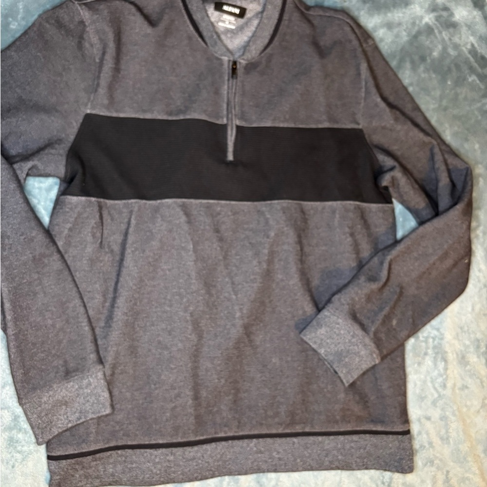 Alfani Men's Charcoal and Black Zip-Up Sweater
